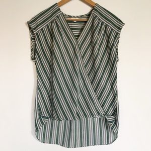 Max Studio Hennie Surplice Top M Stitch Fix High Low Dolman Sleeve Stripe Blouse